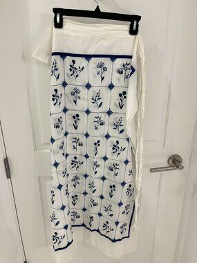 Agua bu Agua Bendita Wrap Skirt One Size White Blue Floral